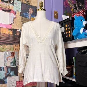 De Coded Ivory Knit Empire Waist Sweater Top